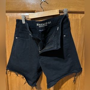 Womens black midi ripped shorts